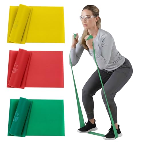 THERABAND Resistance Bands Set, Elastic Bands for Exercise & Physical Therapy, Strength Training for Upper & Lower Body Fitness - size: 3 Pack, style: Latex Beginner