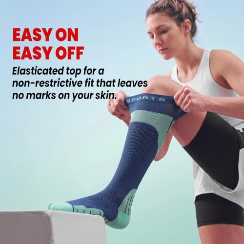 Knee-High Compression Socks For Women,20-30 Mmhg,All Day Comfort - color: Blue+green