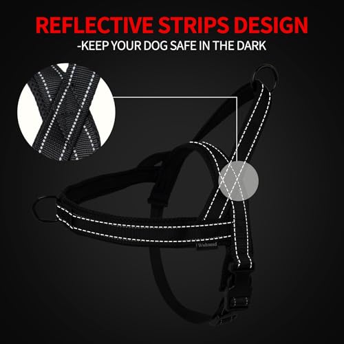 No Pull Dog Harness & 5FT Leash Set with Car Seatbelt Clip,Black,XL - color: Reflective-Black, size: XL:Belly Chest-30.6''-39.2''