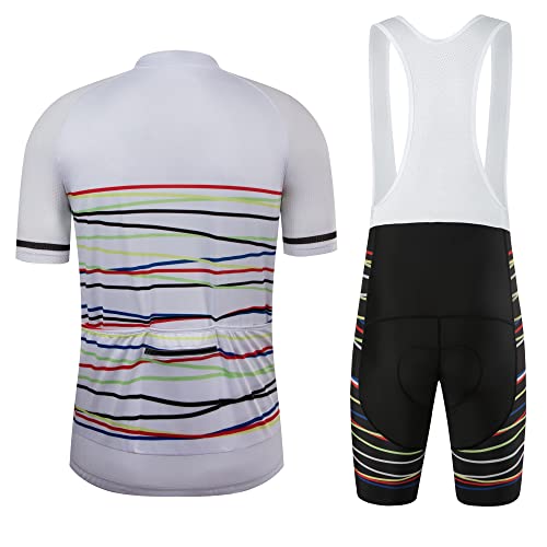 Coconut Ropamo CR Men's Cycling Jersey Set Road Bike Jersey Zipper Pocket Bib Shorts with 4D Padded Cycling Clothing Set - color: 1032, size: Medium