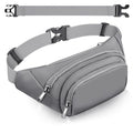 Large Fanny Pack for Women Men - Syican Waist bag with 3-Zipper Pockets - color: Gray+Extended Belt