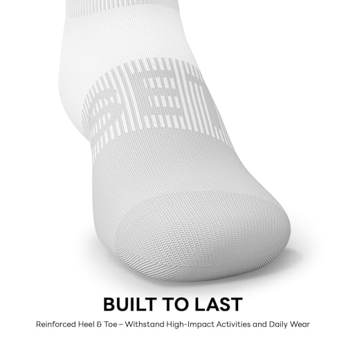 6 Pairs Ankle Compression Socks Women Men 15-20 mmHg Low Cut Athletic Running Arch Support for Travel Nurses Flight - color: Two-tone White