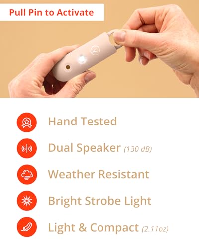 Vantamo Personal Alarm for Self Defense with Low Battery Notice, Strobe Light & Extra Loud 130 dB Double Speakers Safety Keychain Set for Women, Rechargeable Panic Button for Womens Self Defense - color: Clay