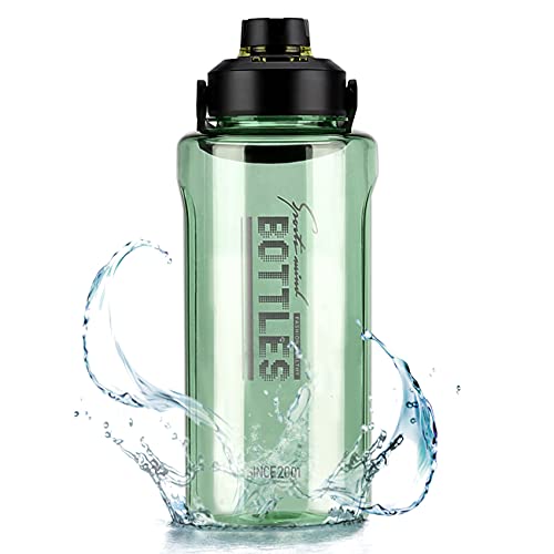 2L/64oz Green Half Gallon Water Bottle with Handle for Gym & Outdoors - color: green