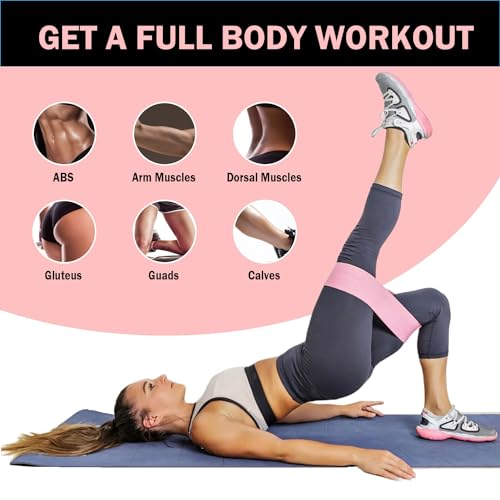 KANGFITER Non-Slip Fabric Resistance Bands for Working Out 3 Levels - color: Green, Pink, Purple 3 PCS