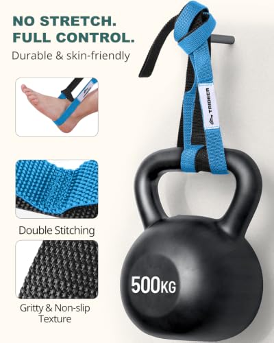 Trideer Stretching Strap with Loops for Physical Therapy,Non-Elastic - color: Blue/Black