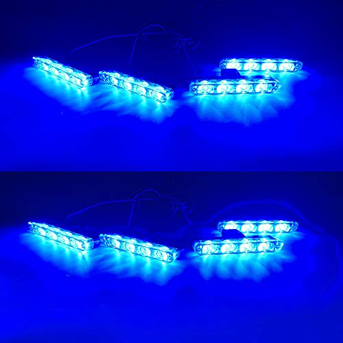 4x4 LED 4 in 1 Surface Mount Grill Light DC12V Remote Emergency Flashing Beacon Lamp Ambulance Police Light Strobe Warning External Light For Truck Trailer Caravan Van (Blue) - color: Blue, size: 4 in 1