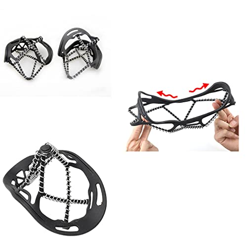 Walk Traction Cleats,Ice Cleats Anti Slip Crampons Rubber Spikes Ice Snow Grippers for Boots and Shoes for Winter Walking on Snow and Ice Climbing Hiking Mountaineering 2PCS for Man and Woman