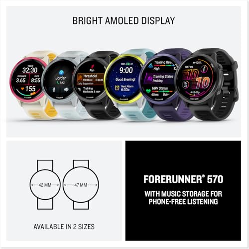Garmin Forerunner® 570, 42mm, Aluminum, Whitestone/Cloud Blue - color: Cloud Blue with Whitestone, size: 42mm