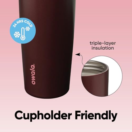 Owala FreeSip Sway Stainless Steel Water Bottle 30 oz Black Cherry - color: Black Cherry, size: 30 Ounces