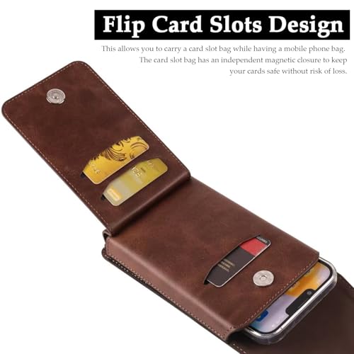 Cell Phone Pouch Leather Belt Holster Case Compatible with Samsung Galaxy S25/S24/S23/S22/S21/S20 Ultra, Cell Phone Belt Holder with Clip & Card Slots for Men Women Pouch Phone Sleeve Waist Bag, Brown - color: XXL(18*9.5*2 CM), size: Brown