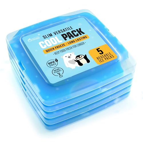 Healthy Packers Ice Packs for Lunch Boxes, Slim, Reusable, Clear 5pk Square - color: 5-Pack (Clear)