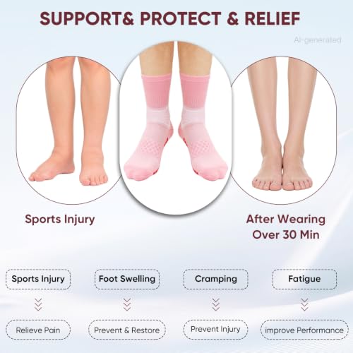 IRAMY Compression Ankle Support Socks Women - Wicking, Cushioned Athletic, Plantar Fasciitis Relief 2/3/6 Pairs - color: 5 Packs-a, size: Medium