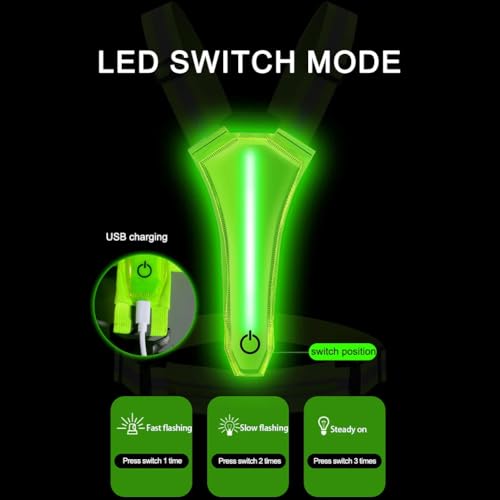 LED High Visibility Reflective Vest, Adjustable Hi Vis Sports Gear Safety Vest with Waterproof Phone Storage Bag Key Case, LED Safety Light for Walking the Dog, Running, Cycling, Motorcycle