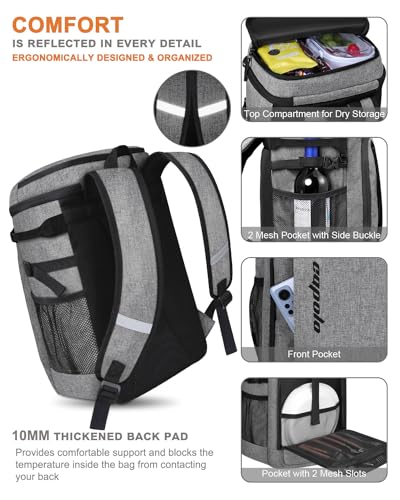 Capolo Cooler Backpack Insulated Leak Proof for Women Men Soft Cooler Bag - color: Grey, size: 45 Cans