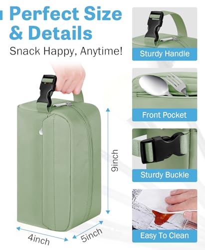 Small Insulated Lunch Bag: Reusable Small Lunch Box, Mini Soft Cooler Bag - color: Green