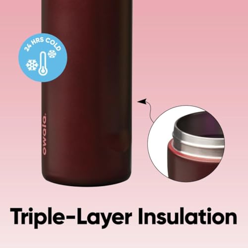 Owala FreeSip Stainless Steel Water Bottle 24 oz Black Cherry - color: Black Cherry, size: 24 Ounces