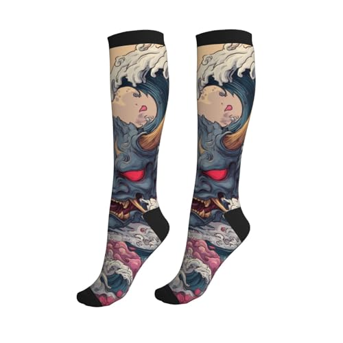 Compression Socks Knee High Circulation Support Socks For Women Men Athletic Running Work Hiking Cycling Travel - color: Dragon