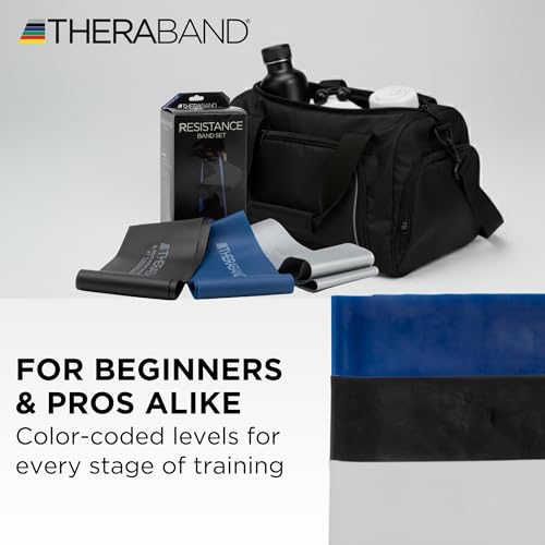 THERABAND Resistance Bands Set, Elastic Bands for Exercise & Physical Therapy, Strength Training for Upper & Lower Body Fitness - size: 3 Pack, style: Non-Latex Advanced