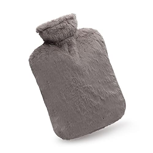 BICAREE Hot Water Bottle with Cover, 2L PVC Hot Water Bag for Neck, Shoulder Pain and Hand Feet Warmer, Menstrual Cramps, Hot Compress and Cold Therapy(Grey) - style: Grey