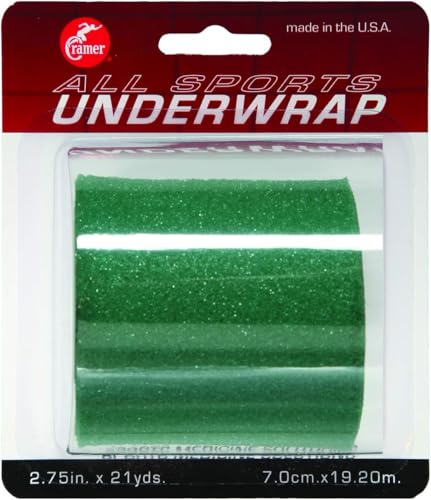 Cramer Tape Underwrap, Single Roll, Green, Non-Latex Pre Wrap to Protect Skin from Irritation and Discomfort Caused by Athletic Tape, Tearable Sports Wrap, Non-Adhesive, 2.75" x 21 Yards - color: Green