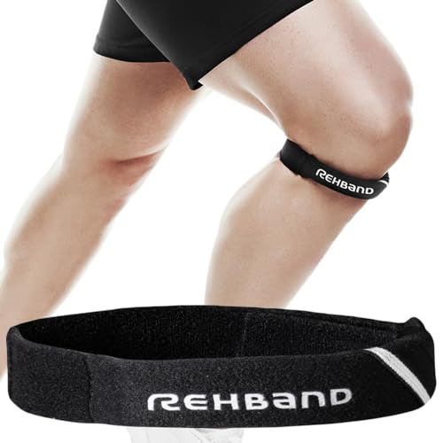 Rehband Patella Tendon Brace Sport, Patella Knee Strap with Pressure Pad, Patellar Tendon Band for Running, Soccer, Handball, Tennis, Colour:Black, Size:Large/X-Large - size: L - XL