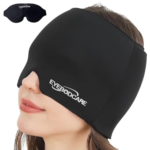 Migraine Relief Cap, Reusable Cold Compress Headband,1pcs - color: Black‑eyemask