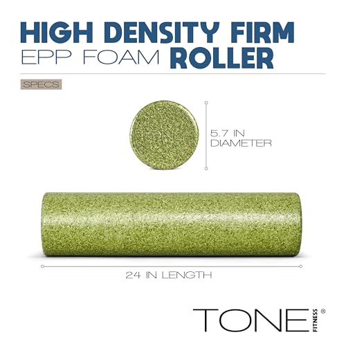 TONE Fitness Firm High-Density Foam Roller for Exercise, Massage & Recovery - color: Green, size: 24 Inch