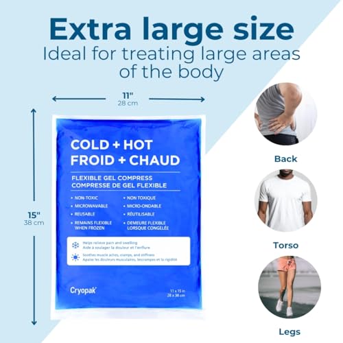 Cryopak Hot or Cold Packs - Flexible Gel Ice Packs for Injuries Reusable Microwavable and Non-Toxic (11 x 15) - size: X-Large