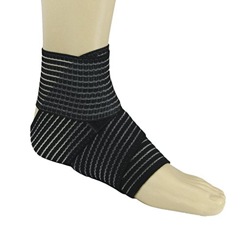 BXT A Pair (2 Pieces) Elastic Breathable Wrap Ankle Support Brace Compression Knee Elbow Wrist Ankle Hand Support Wrap Sports Bandage Strap with Hook & Loop Fastener Straps