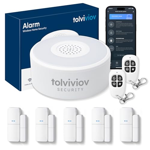 WiFi Home Security System, 8-Piece Alarm Kit with 120dB Siren & Sensors - color: L-8pics-White hub, size: 8p-white