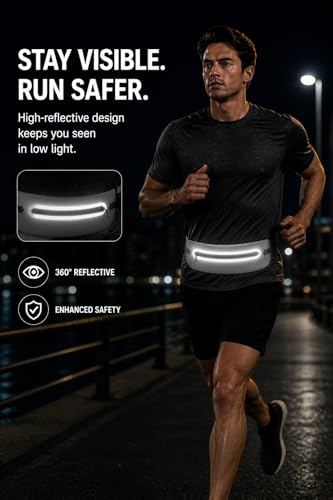 Slim No-Bounce Running Belt - Waterproof Exercise Waist Pack for Marathons, Hiking & Dog Walking - Hidden Travel Money Belt for Phones - color: Grey