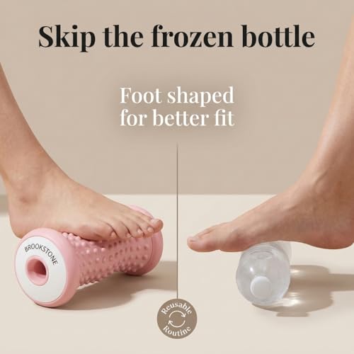 Brookstone Foot Roller Massager Plantar Fasciitis - Hot and Cold Foot Rollers Massage for Tension Relief - Microwave & Freezer Safe - Relax The Muscles with Plantar Fasciitis Roller (Blush Pink) - color: Blush Pink