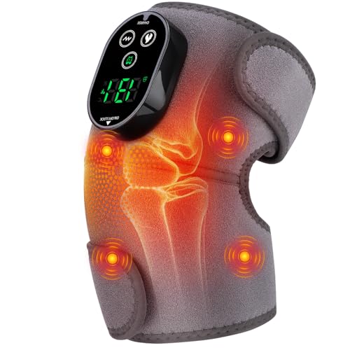 Cordless Knee Heating Pad, Heated Knee Massager with Heat Vibration - color: Grey(single)