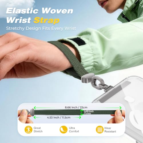 Stretchy Phone Wrist Strap, with 360° Rotatable Metal Tab - color: Green