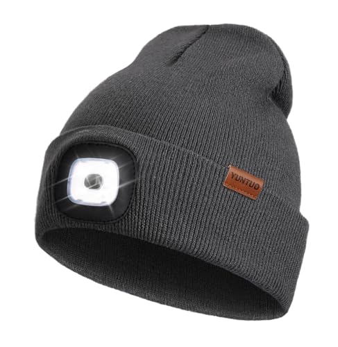 LED Beanie with The Light, Unisex Gifts for Men Dad Husband Him - color: Dark Grey