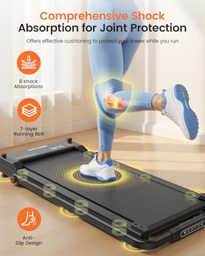 ANCHEER Walking Pad with Incline - Under Desk Treadmill with Handle Bar - color: Obsidian Black