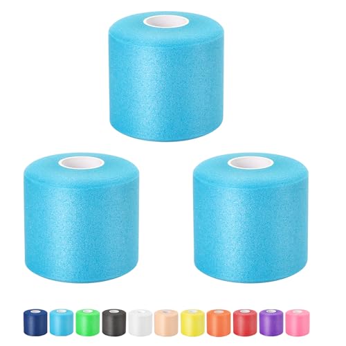 Pre Wrap Athletic Tape 3 Pack, 2.76 Inch x 30 Yards Foam Underwrap, Blue - color: Blue