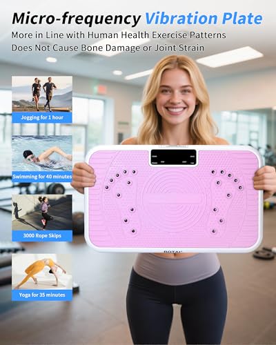 ROTAI Vibration Plate Exercise Machine for Lymphatic Drainage Massager & Weight Loss, 400 lbs Capacity Whole Body Vibrating Shake Plate Workout for Women and Men - color: Light Pink