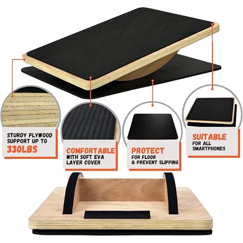 Yes4All Wooden Rocker Balance Board for Balance Training - color: Smartphone Board