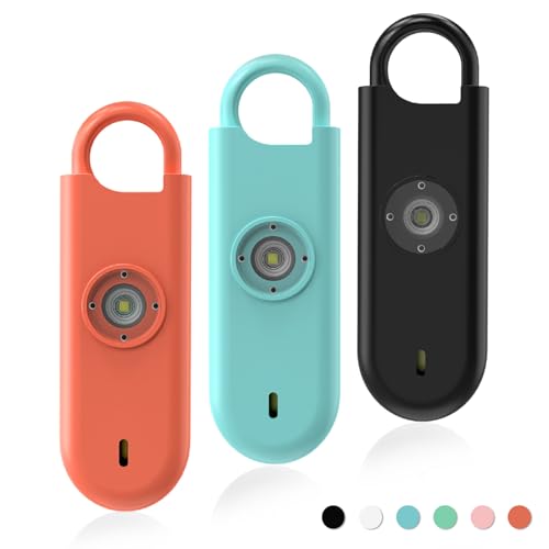 Fauxomor 140dB Personal Safety Alarm for Women 3pack Self Defense Keychain - color: Orange+Blue+Black