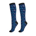 Patterned Knee High Socks for Women Men Athletic Running Travel Work - color: Heartbeat Blue
