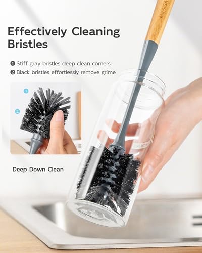 MR.SIGA Water Bottle Brush, Long Handle Bottle Brush for Sports Bottles - color: Gray