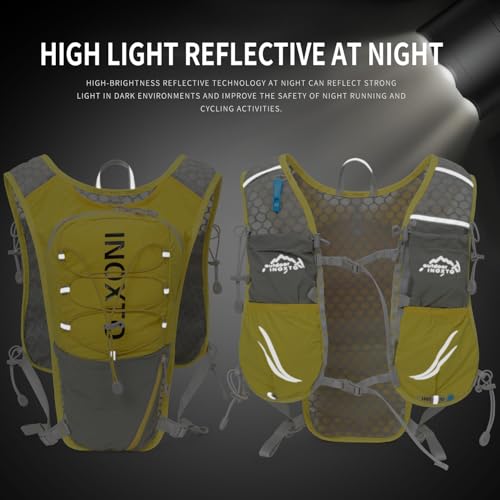 IX INOXTO Running Hydration Vest for Women Men with 500ML Soft Flask - color: yellow with 500ml