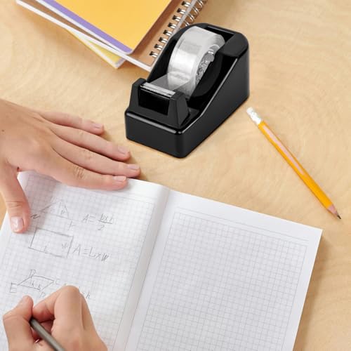 Desktop Tape Dispenser Black,Weighted Nonskid Base,Includes 6 Rolls of Tape - color: Black (6pcs Tape)