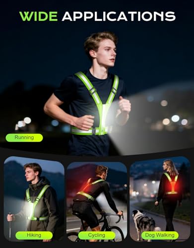 Cuvccn LED Reflective Vest Super Bright Lighting, Running Light for Runners