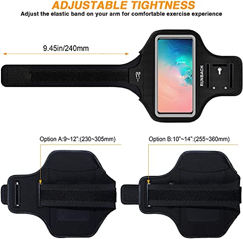 Armband for Samsung Galaxy S26+/S25+/S24+/S23+/S22+/S20+/S10+/S9+/S8+, Running Exercise Gym Bag with Key Holder and Card Slot (Black) - color: Black