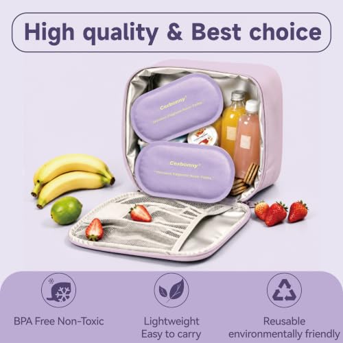 Cerbonny Slim Ice Packs for Lunch Boxes,Reusable, 2 Pack, Lavender Purple - color: Purple