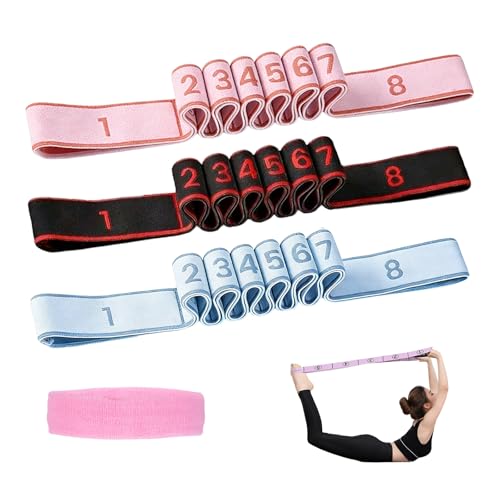 Stretch Bands 3 Pack with 8 Loops for Flexibility Training
