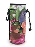 Wanty Neoprene 20 Oz Insulated Water Drink Bottle Cooler Carrier Cover Sleeve Tote Bag Pouch Holder Strap for Climbing Cycling and Running Outdoor Activities (Peony) - color: Peony